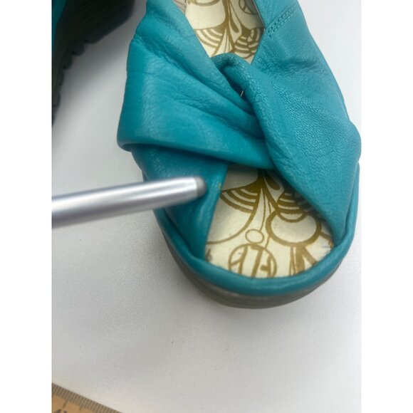 Fly London Yakin Wedge Leather Shoes Blue Turquoise Color Ladies Size 40 / 9.5 A - Picture 12 of 15
